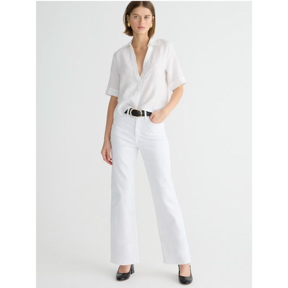 J. Crew Slim Wide Leg Jean White Raw Hem Womens 31 - Picture 10 of 11